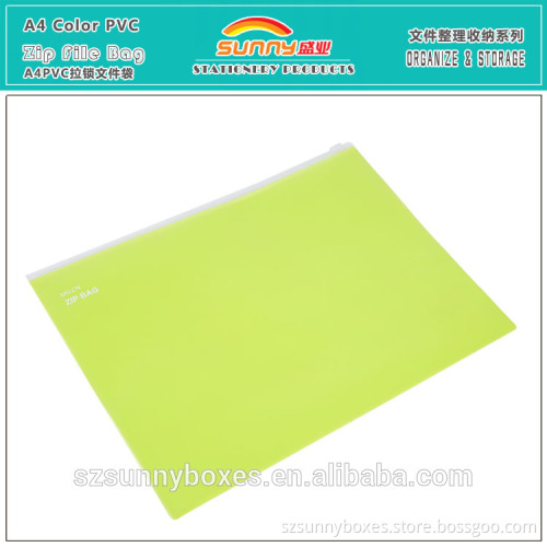 A4 Translucent Colorful PVC/Vinyl Zip Lock Document File Bag